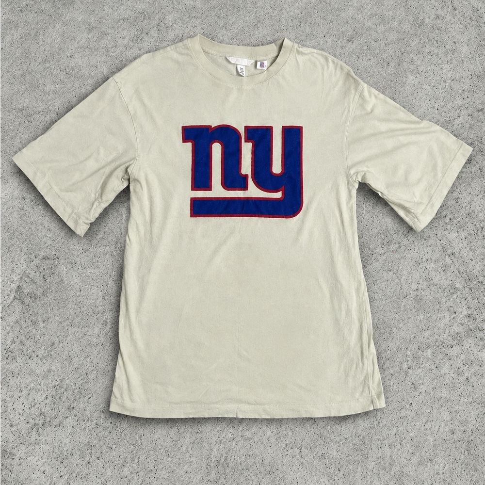 Men's Cream Graphic T-Shirt with Blue & Red NY Logo